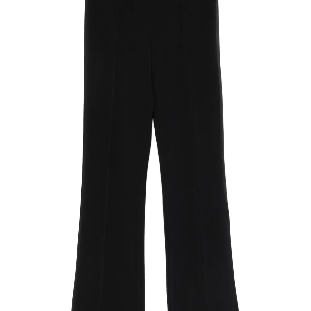 Керповые брюки с атласной отделкой