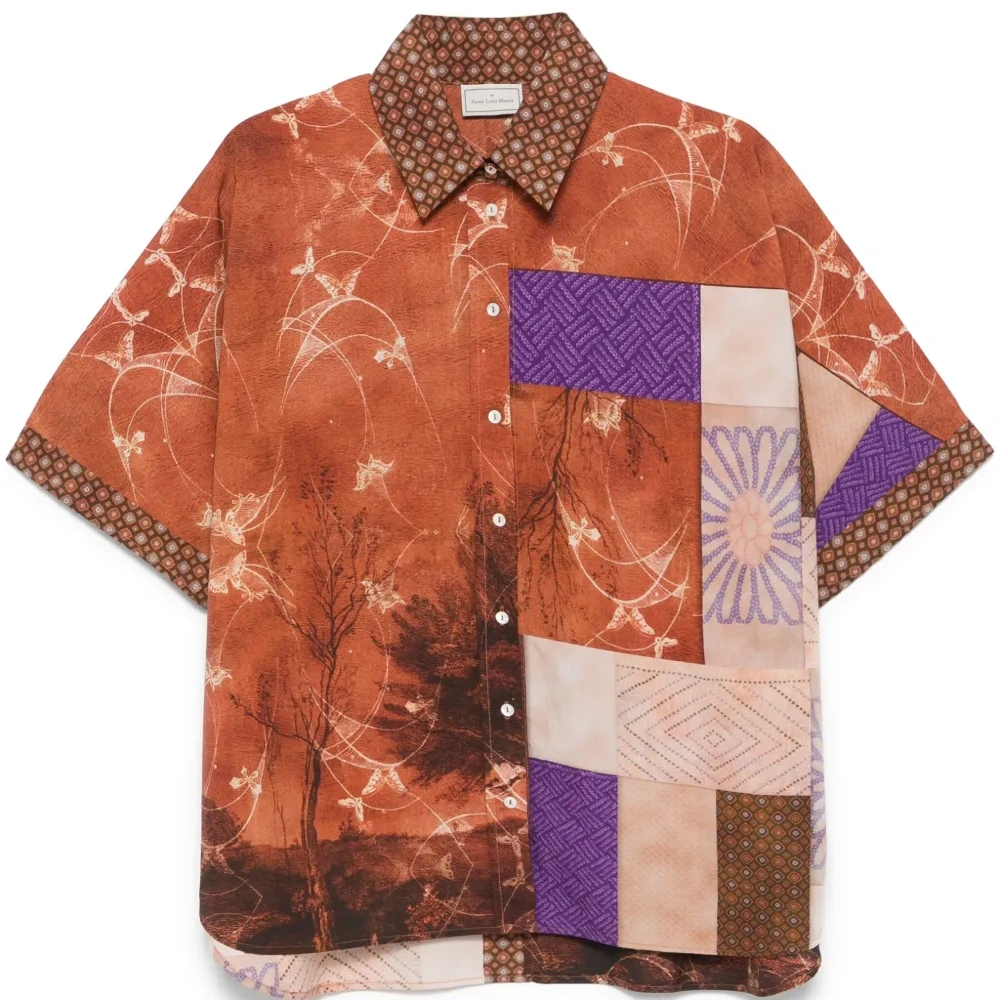 Рубашка с принтом в технике пэчворк