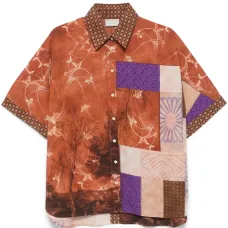 Рубашка с принтом в технике пэчворк