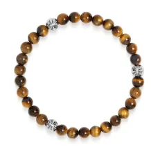 Браслет из бусин с тигровым глазом и бриллиантами