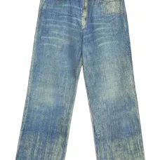 Прямые джинсы с эффектом потертости