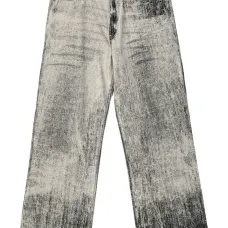 Прямые джинсы с эффектом потертости