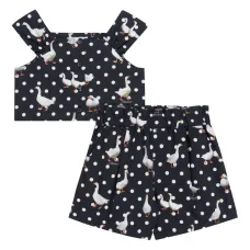 Комплект из топа и шортов с принтом