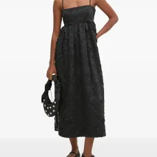 Платье миди с цветочной отделкой