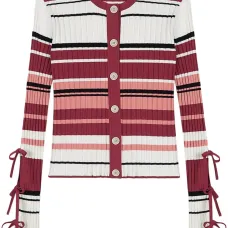 Полосатый кардиган с бантом