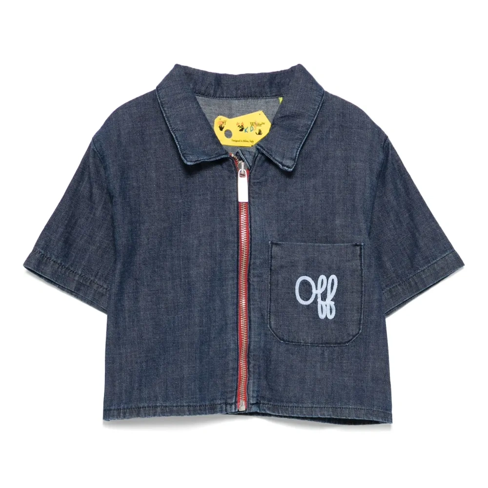 Джинсовая рубашка с вышитым логотипом