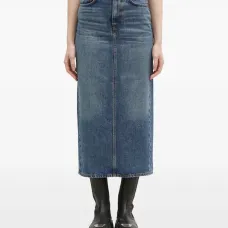 Джинсовая юбка миди с завышенной талией