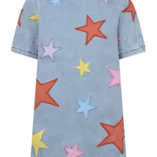 Джинсовое платье с нашивками