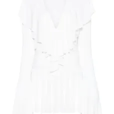 Платье мини с V-образным вырезом и длинными рукавами