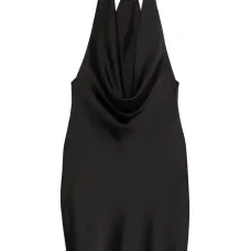 Платье мини с вырезом халтер и драпировкой