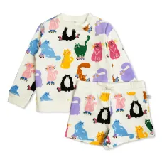 Комплект из топа и шортов с принтом