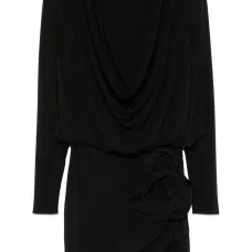 Платье мини с цветочной аппликацией