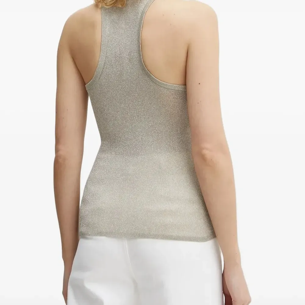 Топ в рубчик с эффектом металлик