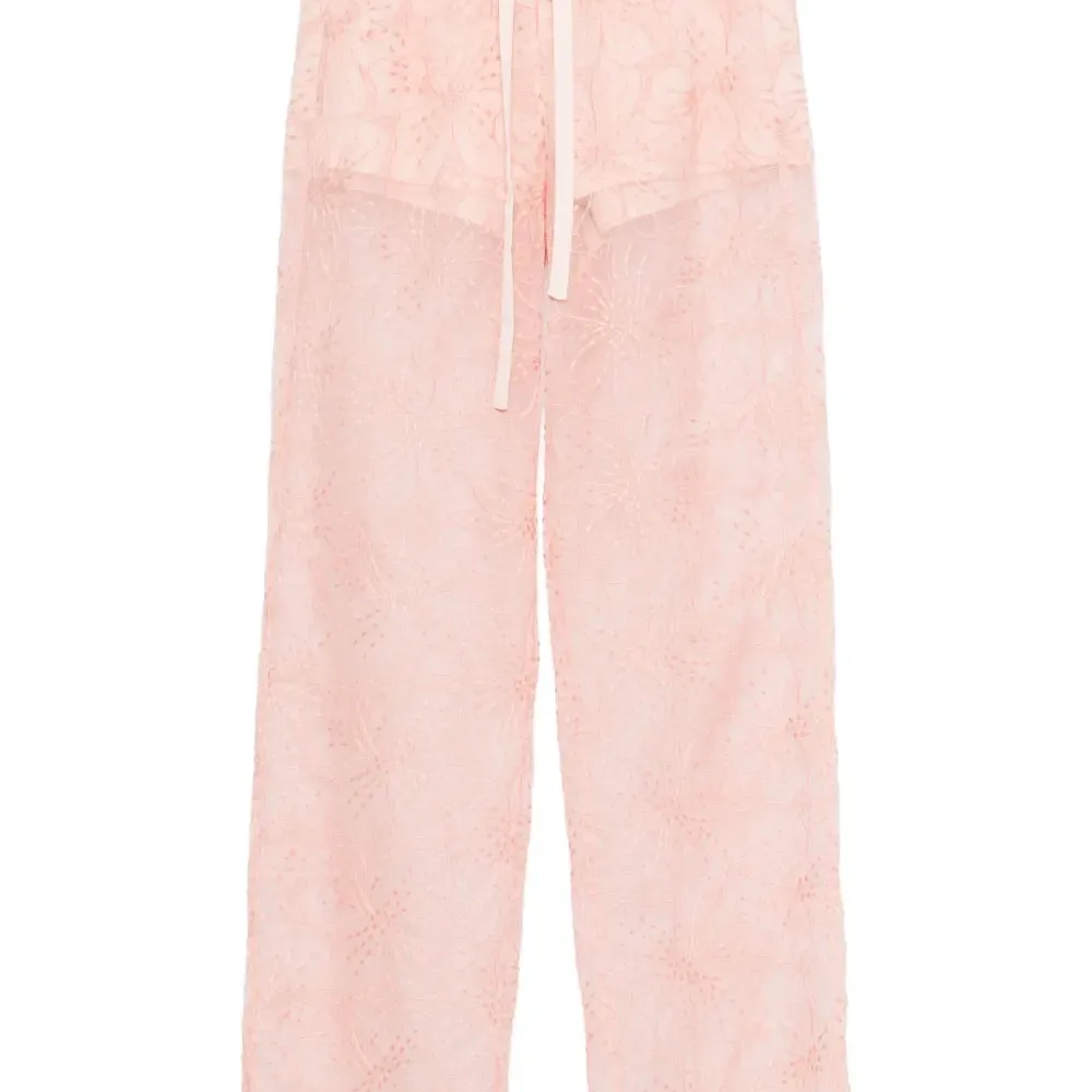 Брюки с цветочной вышивкой