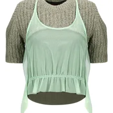 Трикотажный топ с оборками