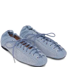 Балетки из денима со шнуровкой