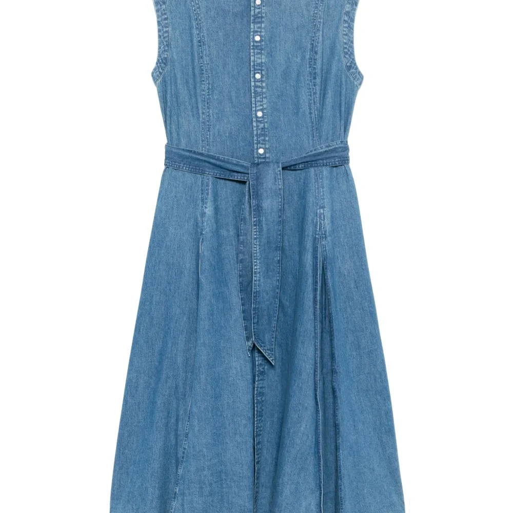 Джинсовое платье миди с поясом