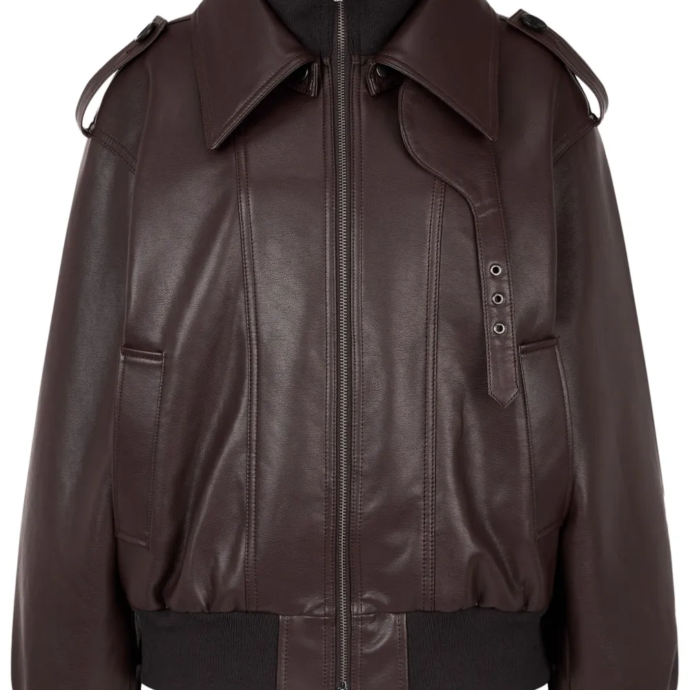 Бомбер из искусственной кожи