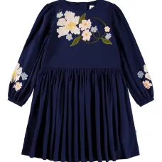 Платье с длинными рукавами и цветочной вышивкой