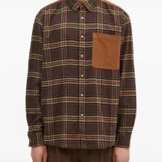 Рубашка в клетку с вельветовыми вставками Рубашка в клетку с вельветовыми вставками