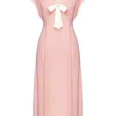 Атласное платье миди с бантом