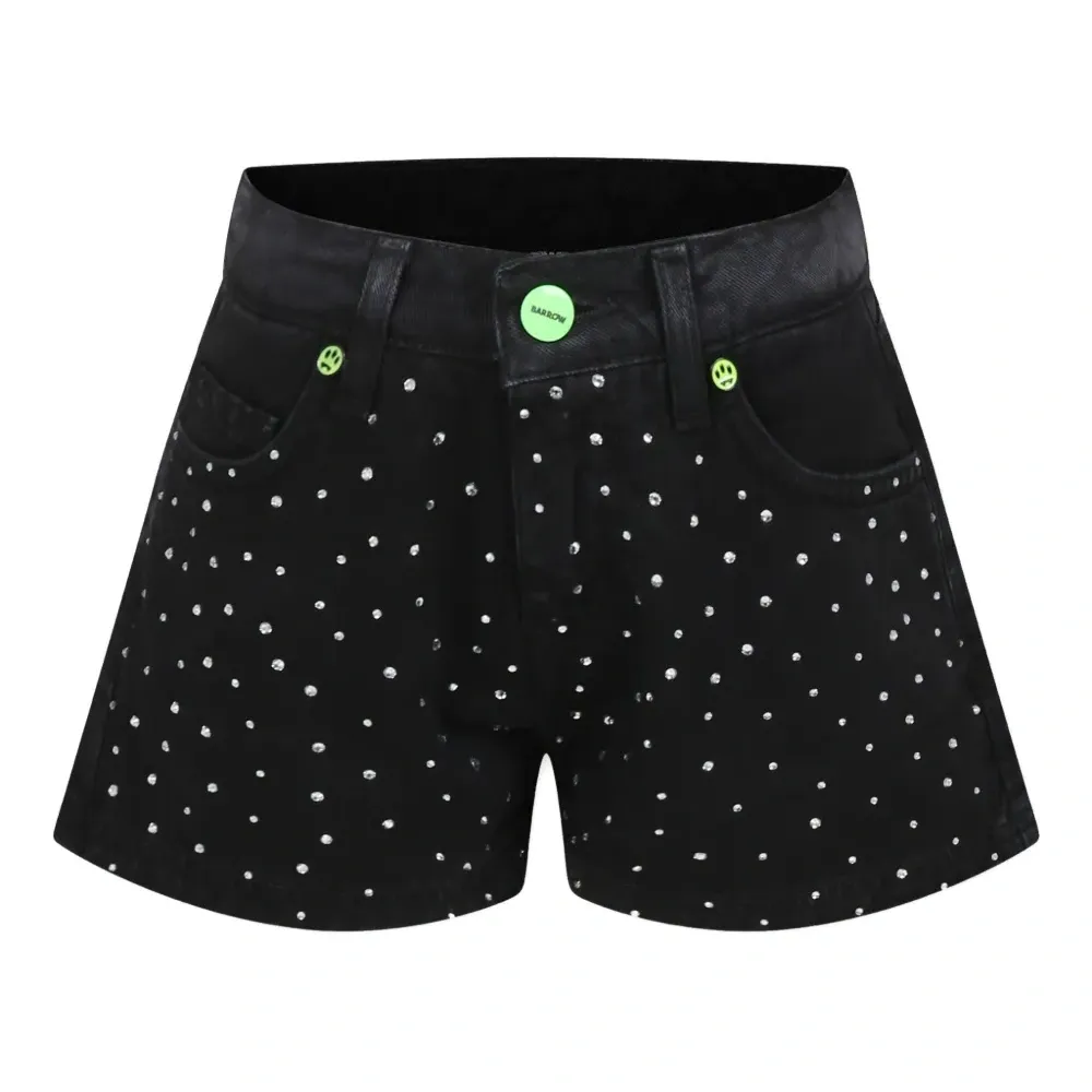 Джинсовые шорты со стразами