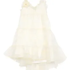 Платье из органзы с цветочной аппликацией