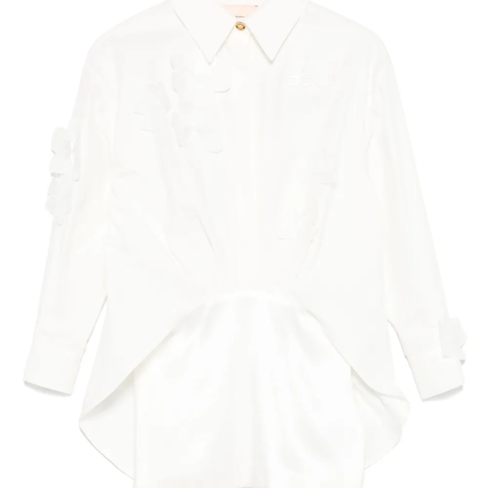 Платье-рубашка с цветочной аппликацией