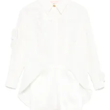 Платье-рубашка с цветочной аппликацией