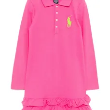 Платье с воротником поло и вышитым логотипом