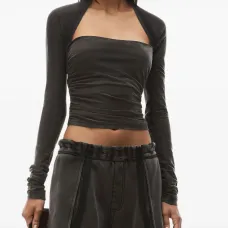 топ с длинными рукавами и сборками