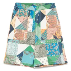Шорты с принтом в технике пэчворк