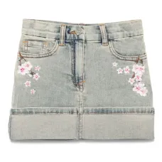 Джинсовая юбка с цветочной вышивкой