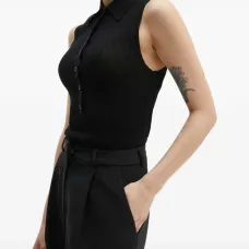 Топ поло с воротником на пуговицах