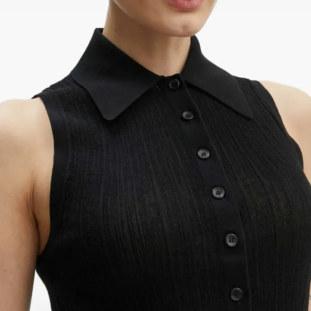 Топ поло с воротником на пуговицах