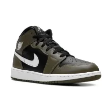 Кроссовки Jordan 1 Mid Black/White/Medium Olive