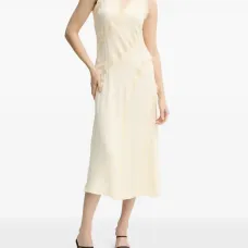 Платье миди без рукавов с бахромой