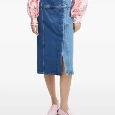 Юбка миди со вставками из денима