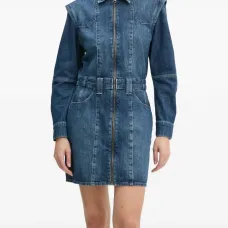 Джинсовое платье с длинными рукавами