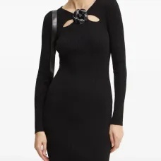 Платье мини с вырезами и аппликацией