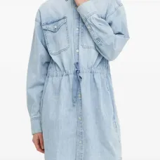 Платье-рубашка длины мини с кулиской