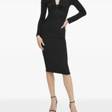 Платье в рубчик с драпировкой