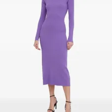 Платье миди в рубчик с открытой спиной