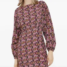 Платье мини с длинными рукавами и геометричным принтом