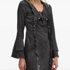 Платье мини в горох с оборками