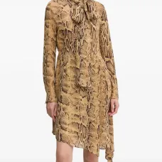 Платье мини со змеиным принтом