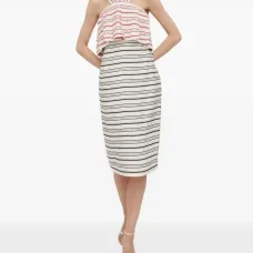 Полосатое платье миди со складками
