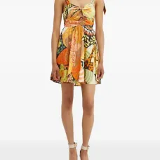 Платье мини с цветочным принтом и завязками Платье мини с цветочным принтом и завязками