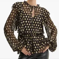 Блузка с оборками и геометричным принтом