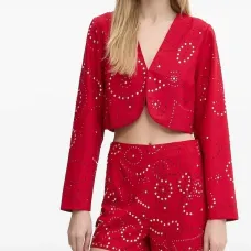 Укороченный жакет с V-образным вырезом Укороченный жакет с V-образным вырезом